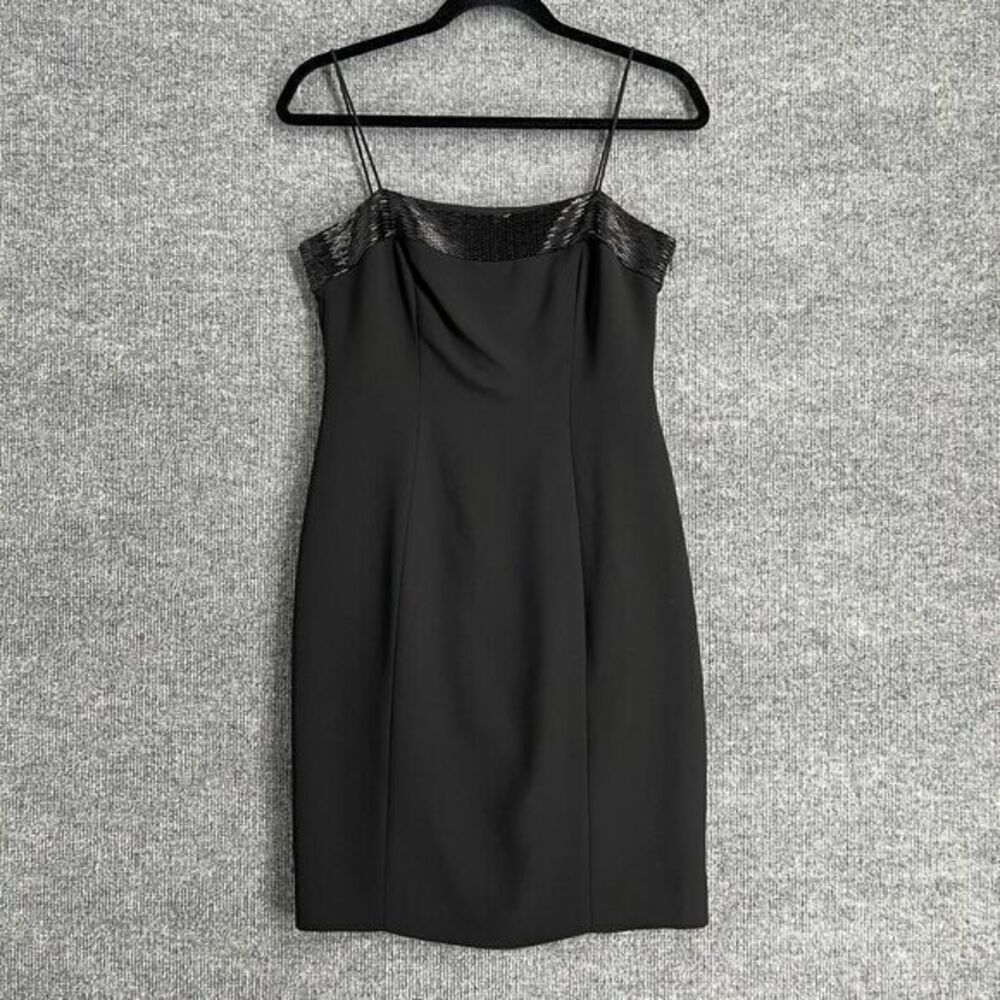 Vintage Jones New York Cocktail Dress Womens 6 Petite Black Beaded Fitted EUC